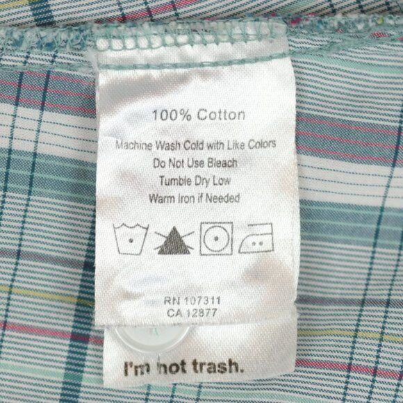 GoLite Women's Small Blue White Plaid  3/4 Sleeve Collared Popover Blouse - Picture 8 of 8